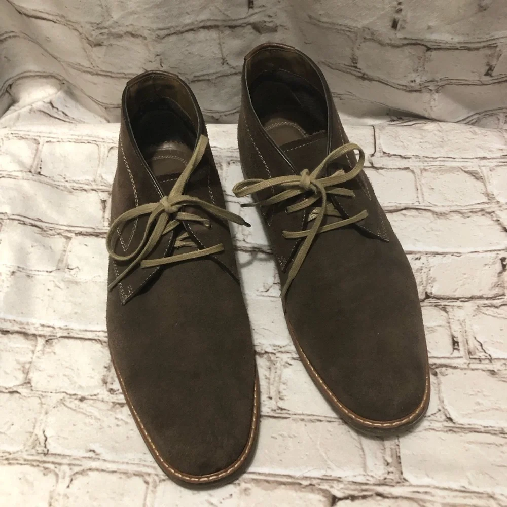 Johnston & Murphy J. Murphy Brown Suede Chukka Boots with Stitch Academia sz 12M - Picture 3 of 13
